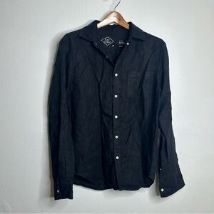Alex Crane 100% Linen Black Playa Button Down Shirt Size Medium